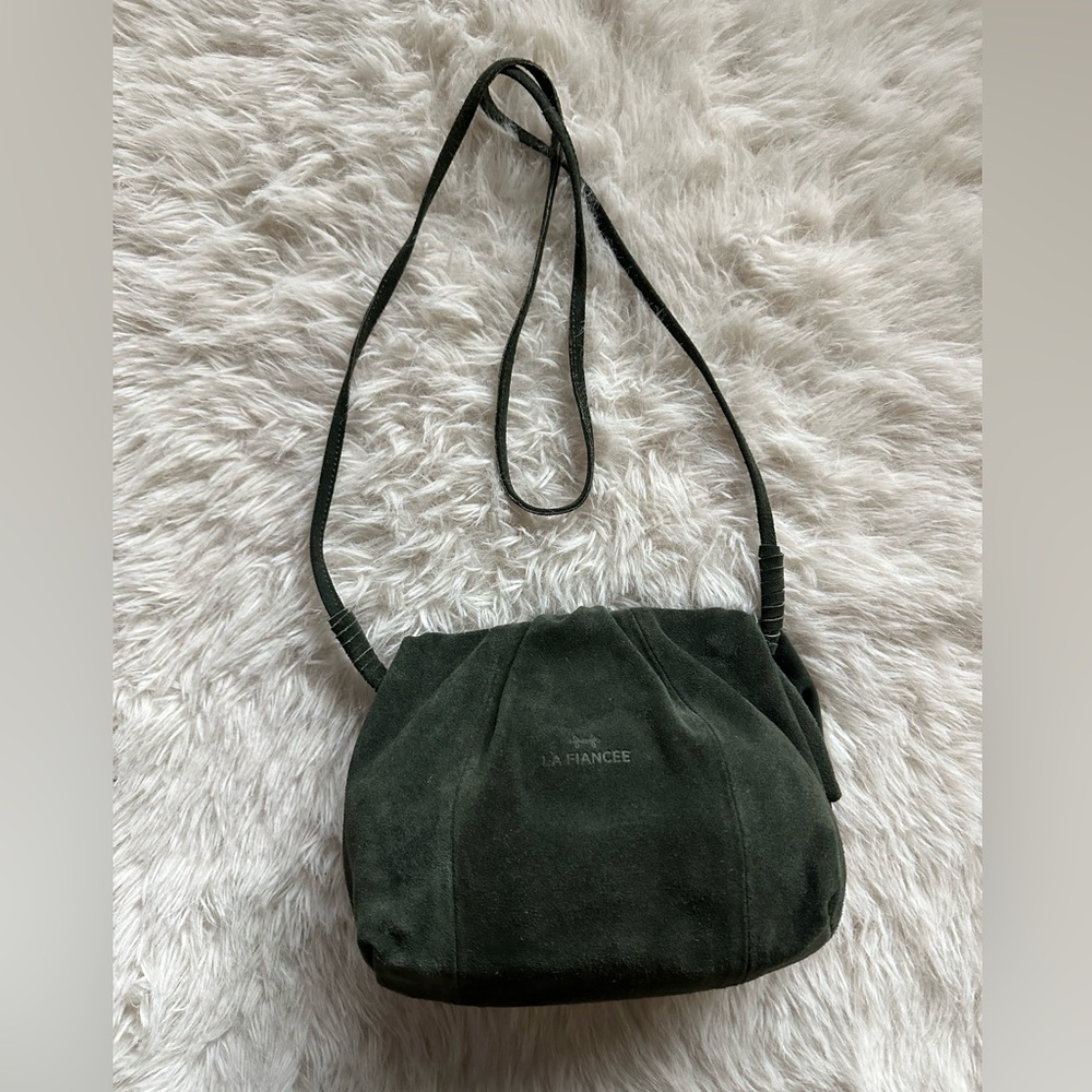 La Fiancée French design Forest Green real Suede Shoulder Bag crossbody festival